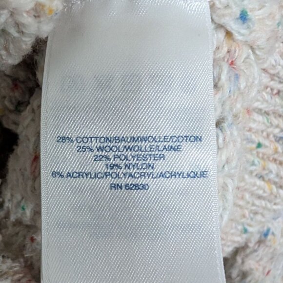 Lands End Cable Knit Turtleneck Sweater Womens Size Large Cream Fisherman - Picture 5 of 10